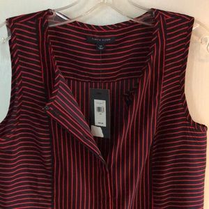 Tommy Hilfiger sleeveless blouse, Navy/Red striped, small, NWT